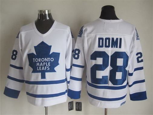 Men's Toronto Maple Leafs #28 Tie Domi 2000-01 White CCM Vintage Throwback Jersey