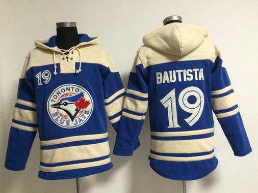 Men's Toronto Blue Jays #19 Jose Bautista Alternate Blue MLB Hoodie