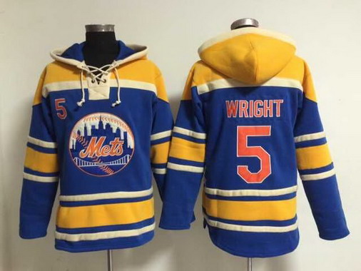 Men's New York Mets #5 David Wright Alternate Blue MLB Hoodie