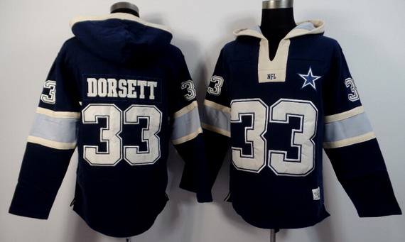 Men's Dallas Cowboys #33 Tony Dorsett Navy Blue Team Color 2015 NFL Hoodie