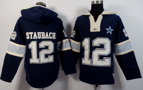 Men's Dallas Cowboys #12 Roger Staubach Navy Blue Team Color 2015 NFL Hoodie