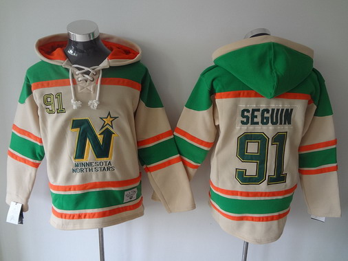 Men's Dallas Stars #91 Tyler Seguin Old Time Hockey Cream Hoodie