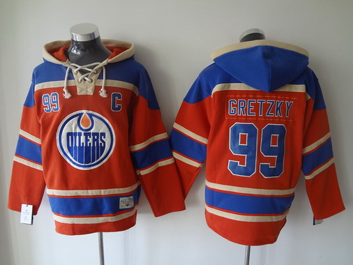 Men's Edmonton Oilers #99 Wayne Gretzky Old Time Hockey 2015 Orange Hoodie