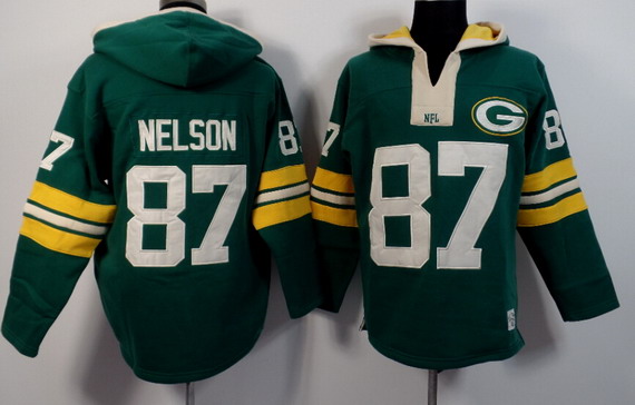Men's Green Bay Packers #87 Jordy Nelson Green Team Color 2015 NFL Hoodie