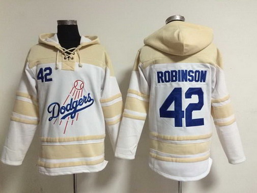 Men's Los Angeles Dodgers #42 Jackie Robinson Home White MLB Hoodie
