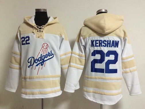 Men's Los Angeles Dodgers #22 Clayton Kershaw Home White MLB Hoodie