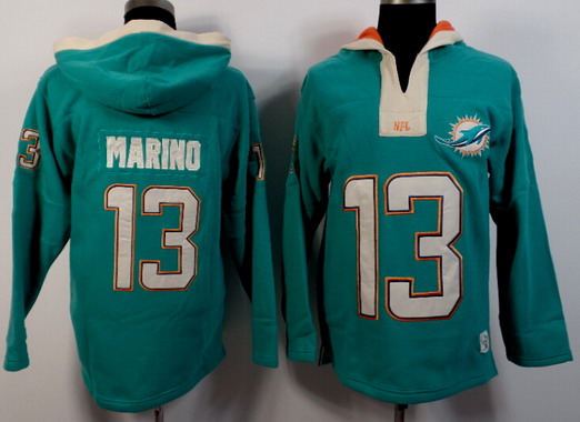 Men's Miami Dolphins #13 Dan Marino Aqua Green Team Color 2015 NFL Hoodie