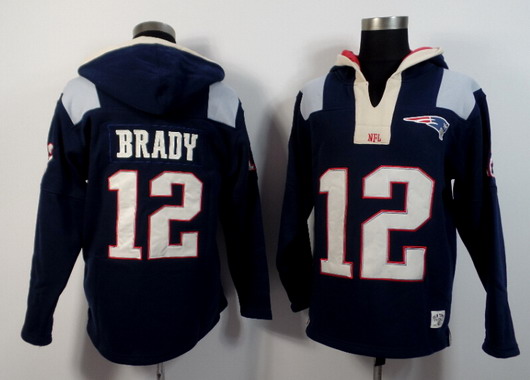 Men's New England Patriots #12 Tom Brady Navy Blue Team Color 2015 NFL Hoodie