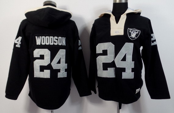 Men's Oakland Raiders #24 Charles Woodson Black Team Color 2015 NFL Hoodie