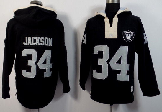 Men's Oakland Raiders #34 Bo Jackson Black Team Color 2015 NFL Hoodie