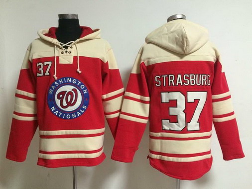 Men's Washington Nationals #37 Stephen Strasburg Home Red MLB Hoodie