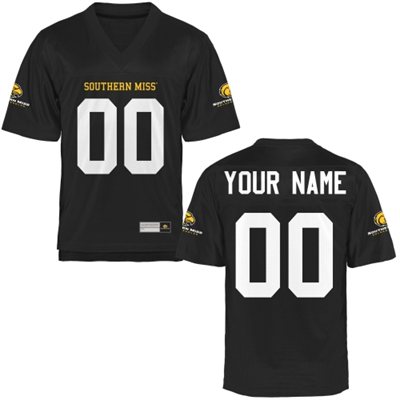 Mens Southern Miss Golden Eagles Personalized College Football Name & Number Jersey - Black