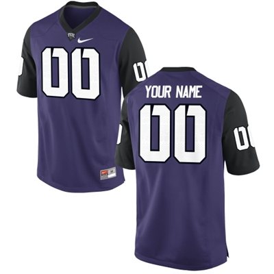 Mens TCU Horned Frogs Custom Replica Football Jersey - Purple