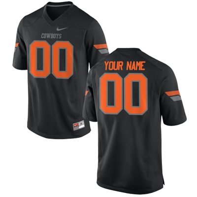 Mens Oklahoma State Cowboys Custom Replica Football Jersey - Black