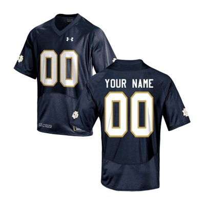 Youth Notre Dame Fighting Irish Under Armour Navy Blue Custom Replica Jersey