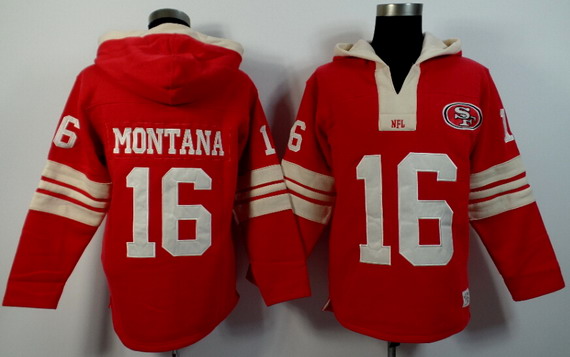Men's San Francisco 49ers #16 Joe Montana Red Team Color Team Color 2015 NFL Hoodie