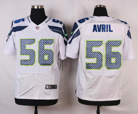 Men's Seattle Seahawks #56 Cliff Avril White Road NFL Nike Elite Jersey