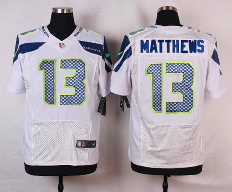 Men's Seattle Seahawks #13 Chris Matthews White Road NFL Nike Elite Jersey