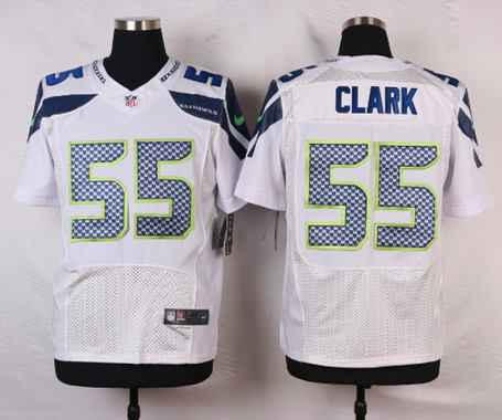 Men's Seattle Seahawks #55 Frank Clark White Road NFL Nike Elite Jersey