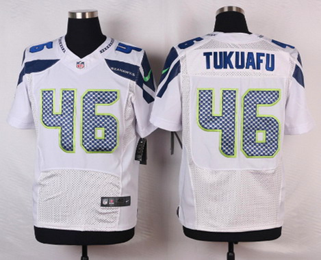 Men's Seattle Seahawks #46 Will Tukuafu White Road NFL Nike Elite Jersey