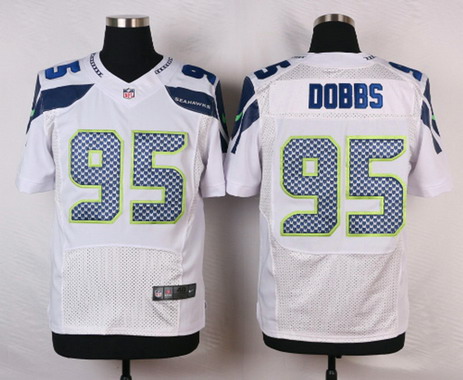 Men's Seattle Seahawks #95 Demarcus Dobbs White Road NFL Nike Elite Jersey