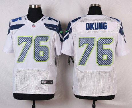Men's Seattle Seahawks #76 Russell Okung White Road NFL Nike Elite Jersey