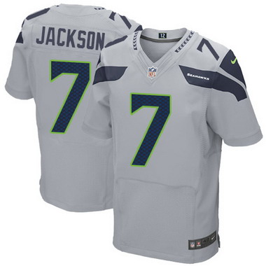 Men's Seattle Seahawks #7 Tarvaris Jackson Gray Alternate NFL Nike Elite Jersey