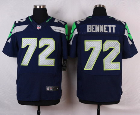 Men's Seattle Seahawks #72 Michael Bennett Navy Blue Team Color NFL Nike Elite Jersey