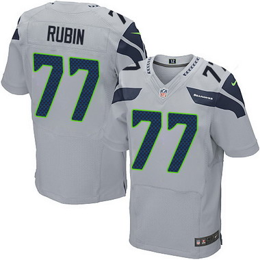 Men's Seattle Seahawks #77 Ahtyba Rubin Gray Alternate NFL Nike Elite Jersey