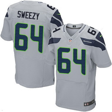 Men's Seattle Seahawks #64 J. R. Sweezy Gray Alternate NFL Nike Elite Jersey