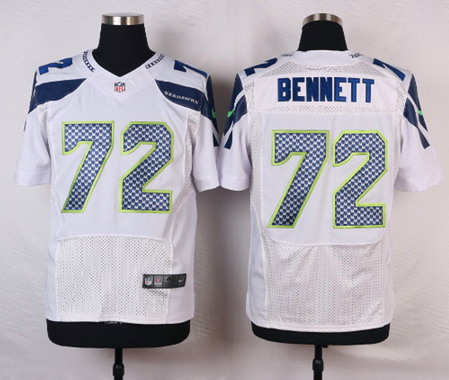 Men's Seattle Seahawks #72 Michael Bennett White Road NFL Nike Elite Jersey