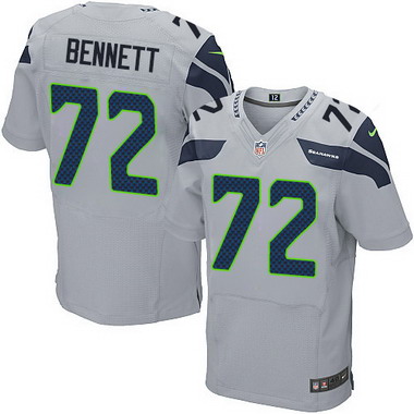 Men's Seattle Seahawks #72 Michael Bennett Gray Alternate NFL Nike Elite Jersey