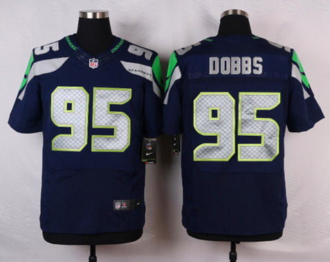 Men's Seattle Seahawks #95 Demarcus Dobbs Navy Blue Team Color NFL Nike Elite Jersey