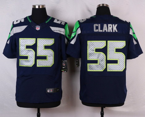Men's Seattle Seahawks #55 Frank Clark Navy Blue Team Color NFL Nike Elite Jersey