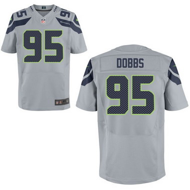 Men's Seattle Seahawks #95 Demarcus Dobbs Gray Alternate NFL Nike Elite Jersey