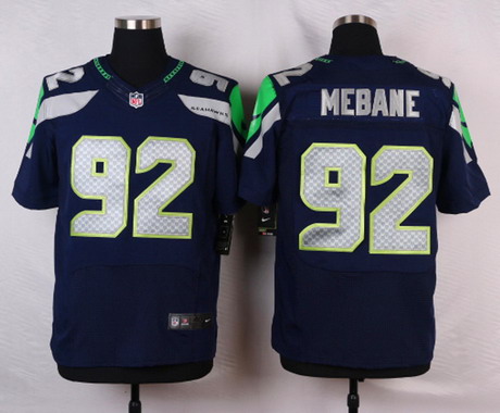 Men's Seattle Seahawks #92 Brandon Mebane Navy Blue Team Color NFL Nike Elite Jersey