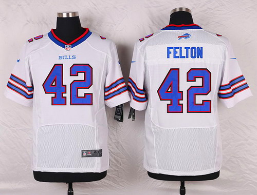 Men's Buffalo Bills #42 Jerome Felton White Road NFL Nike Elite Jersey