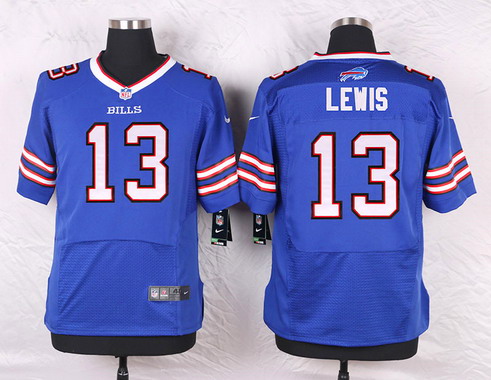 Men's Buffalo Bills #13 Dez Lewis Royal Blue Team Color NFL Nike Elite Jersey
