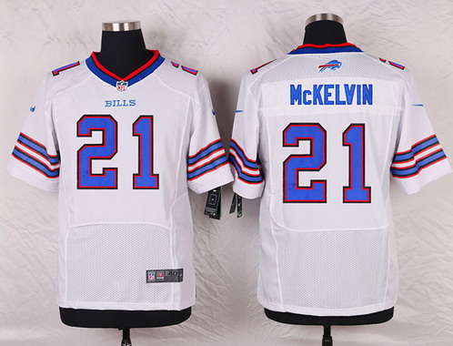 Men's Buffalo Bills #21 Leodis McKelvin White Road NFL Nike Elite Jersey