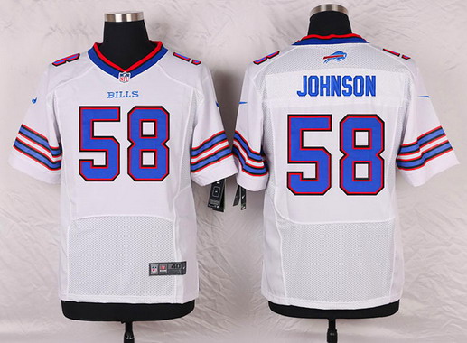 Men's Buffalo Bills #58 Randell Johnson White Road NFL Nike Elite Jersey