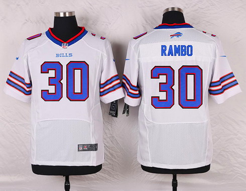Men's Buffalo Bills #30 Bacarri Rambo White Road NFL Nike Elite Jersey
