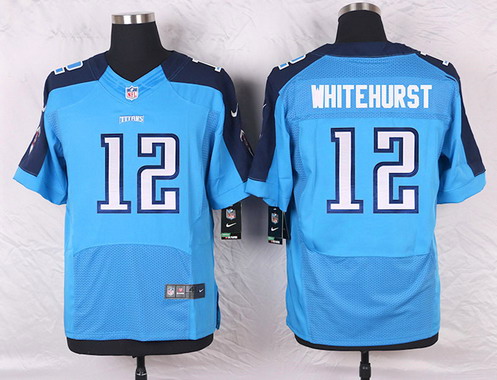 Men's Tennessee Titans #12 Charlie Whitehurst Light Blue Team Color NFL Nike Elite Jersey
