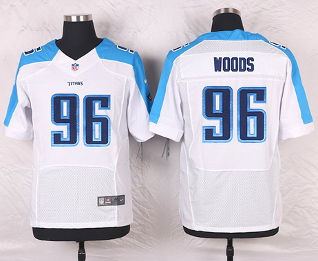 Men's Tennessee Titans #96 Al Woods White Road NFL Nike Elite Jersey