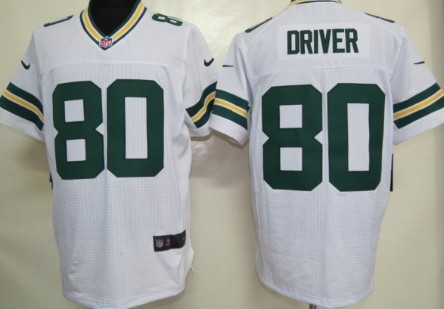 Men's Green Bay Packers Retired Player #80 Donald Driver White Elite Jersey