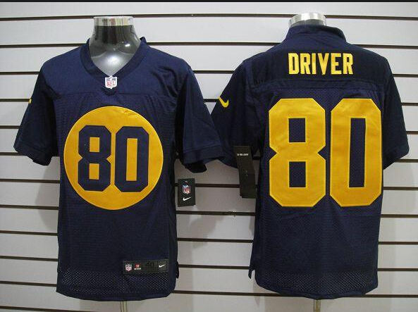 Men's Green Bay Packers Retired Player #80 Donald Driver Navy Blue Elite Jersey