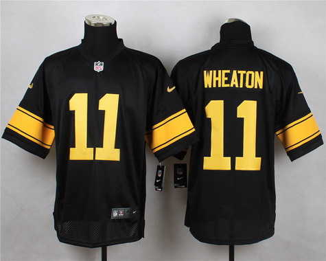 Men's Pittsburgh Steelers #11 Markus Wheaton Black With Yellow Nike NFL Elite Jersey
