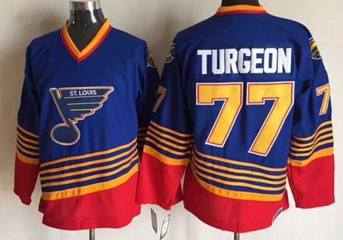 Men's St. Louis Blues #77 Pierre Turgeon 1995-96 Blue CCM Vintage Throwback Jersey