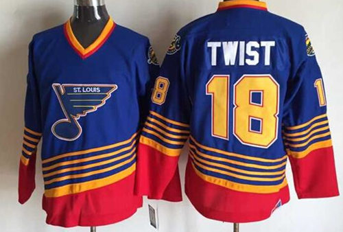 Men's St. Louis Blues #18 Tony Twist 1995-96 Blue CCM Vintage Throwback Jersey