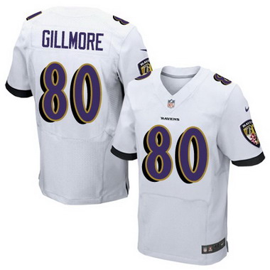 Men's Baltimore Ravens #80 Crockett Gillmore White Road NFL Nike Elite Jersey