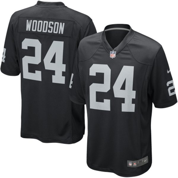 Kid's Oakland Raiders #24 Charles Woodson Black Team Color 2015 New Style Nike Game Jersey